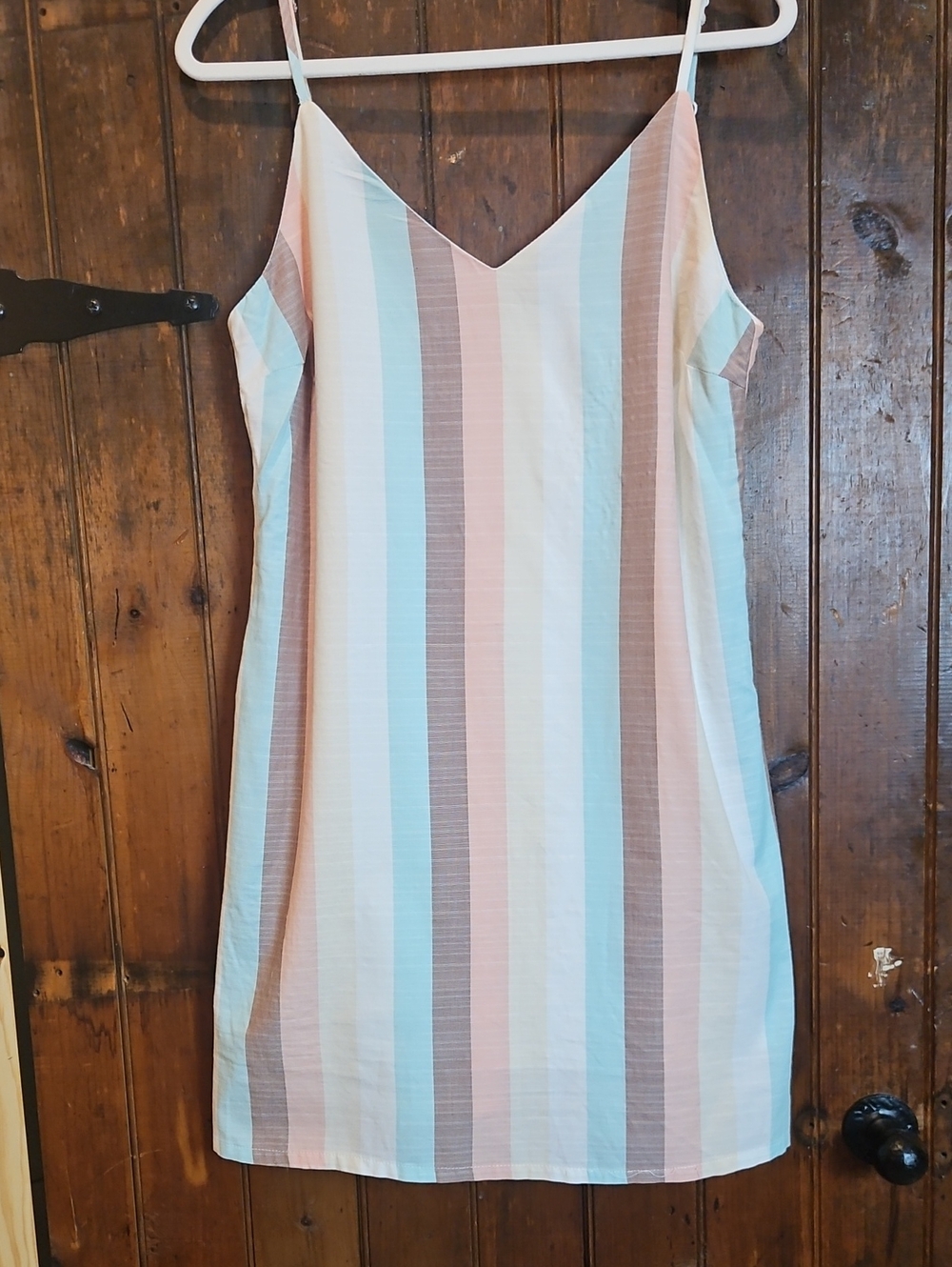 Striped Pastel Slip Dress - Mint, Blush & Taupe